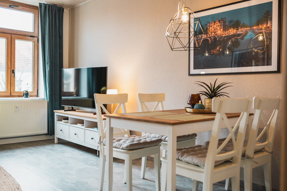 Wohn- und Essbereich der Ferienwohnung Casalotti